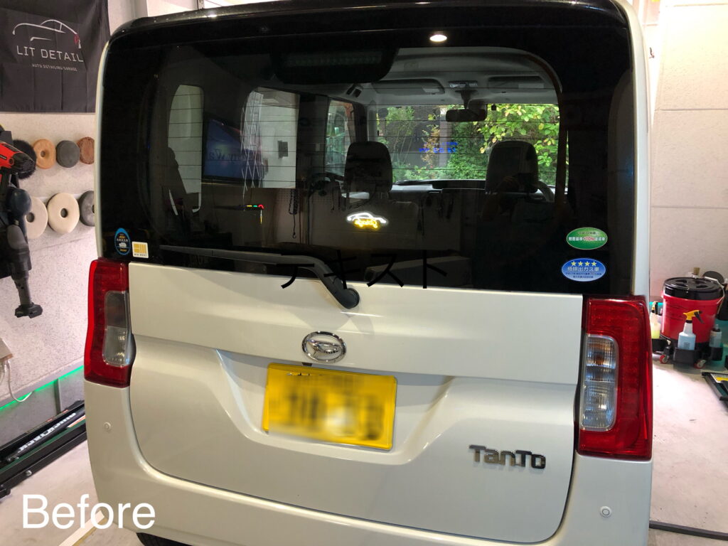 ダイハツ タント カーフィルム施工前 外から車内が見える｜大阪・門真 LIT DETAIL
