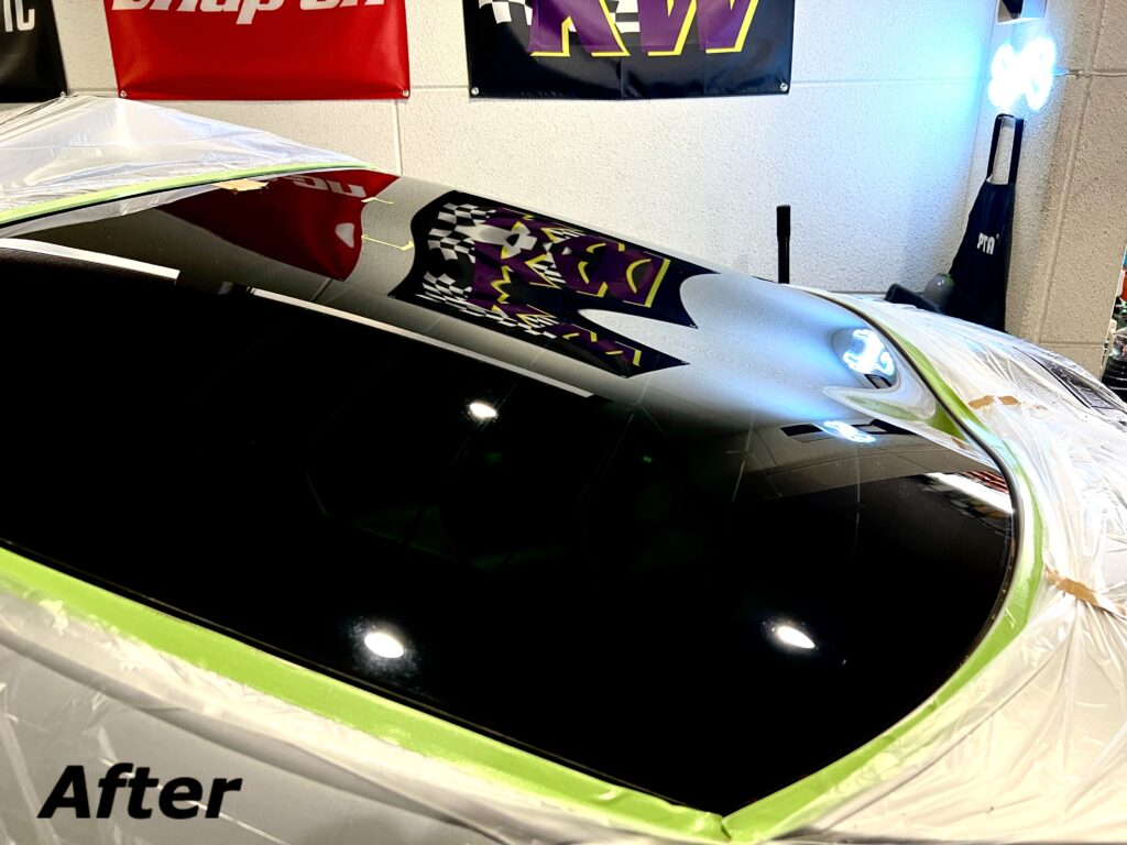 トヨタ プリウスPHV 酸化セリウム研磨でウロコを除去したリアガラス｜大阪・門真 LIT DETAIL