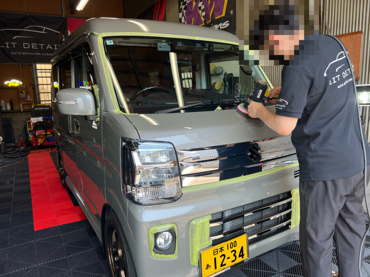 スズキ　エブリーワゴン　ガラスコーティング　GRANDE V1　施工　LIT DETAIL