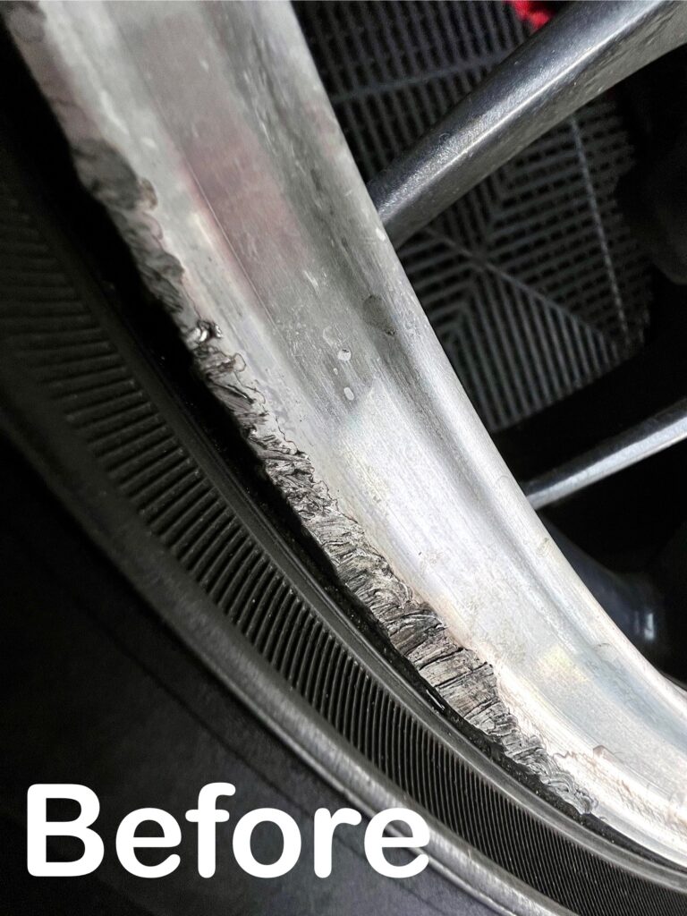 RX-7 FD3S ホイールのリムのガリ傷 リペア前｜大阪・門真 LIT DETAIL