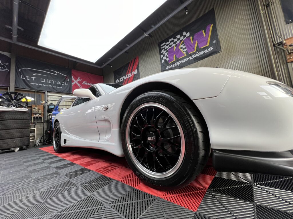 RX-7 FD3S ホイールのリフレッシュ塗装完了 艶ブラック|大阪・門真 LIT DETAIL