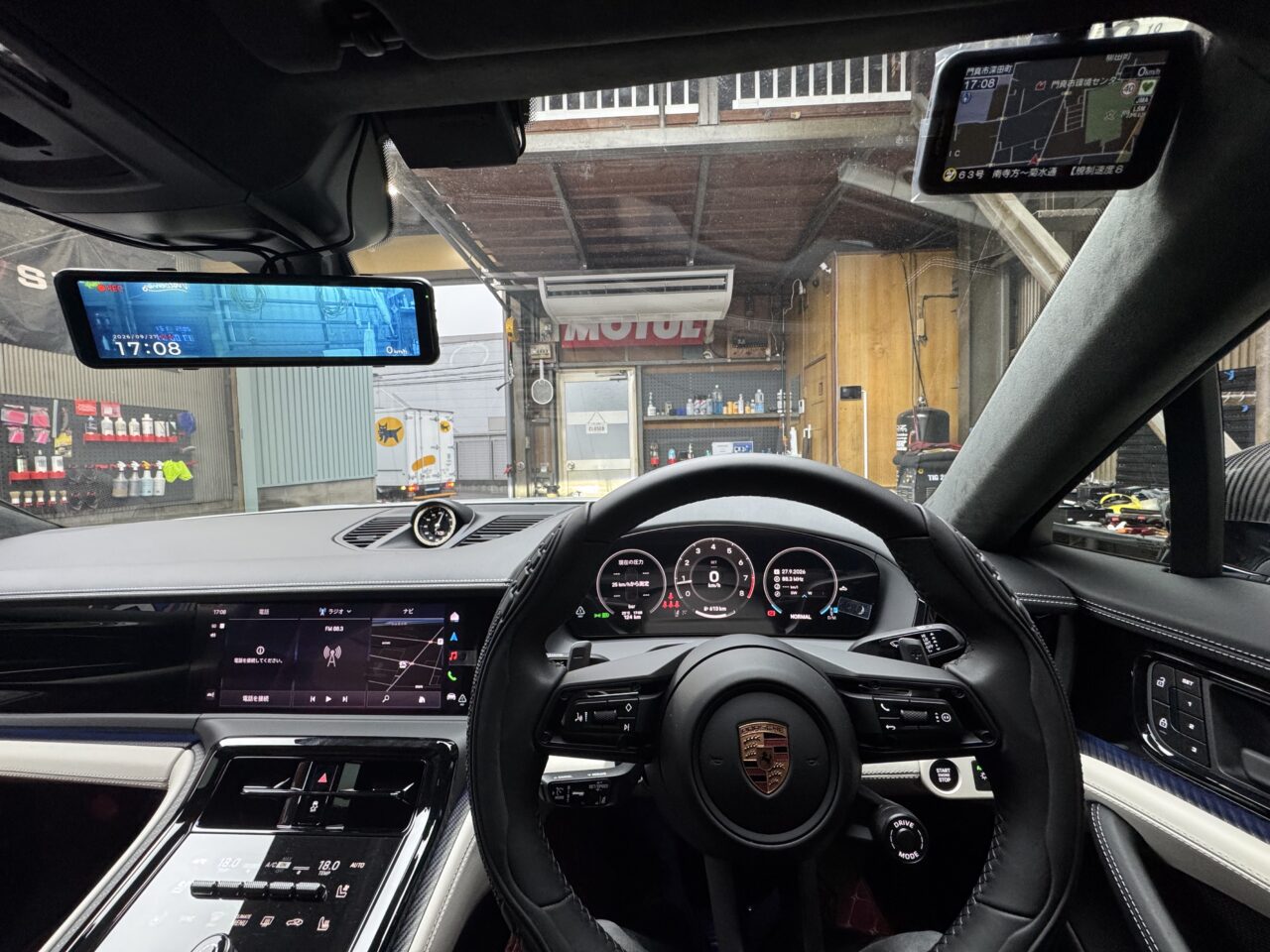 ポルシェ パナメーラ GTS ドライブレコーダー前後カメラとレーダー探知機の取付｜大阪・門真 LIT DETAIL